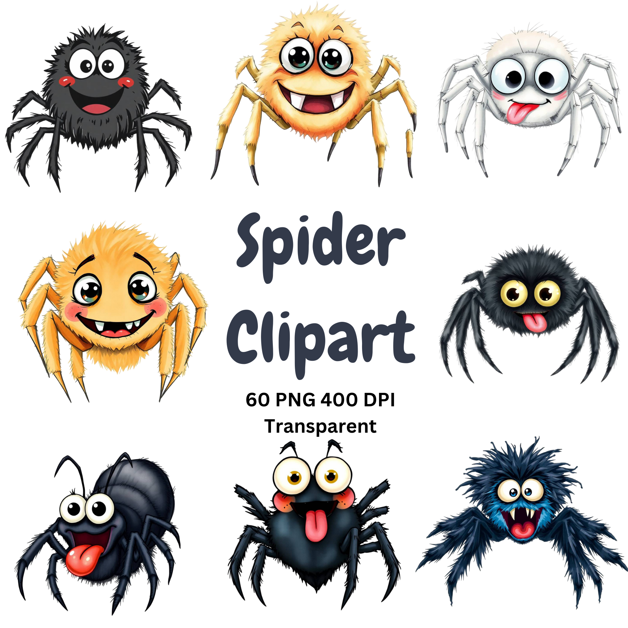 Cute spider clipart bundle preview